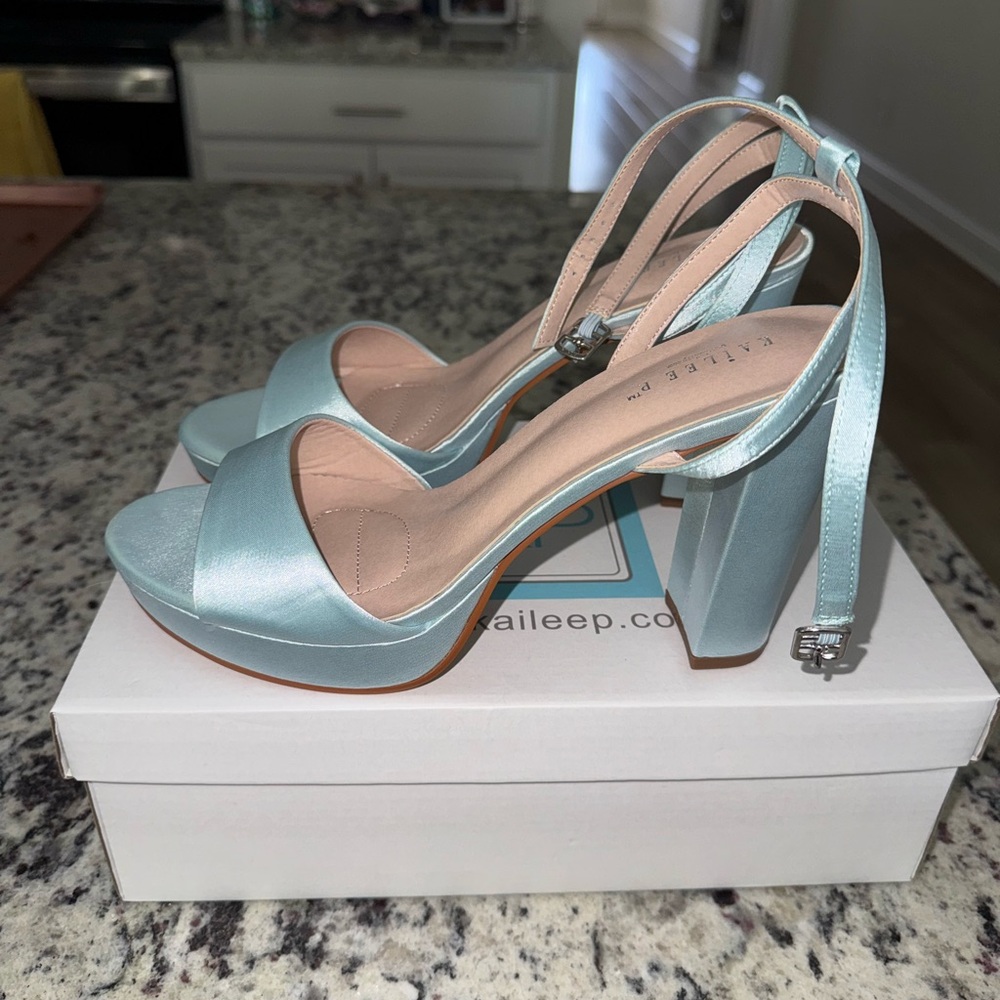 ATHENA Satin Platform Block Heel Wedding Sandals